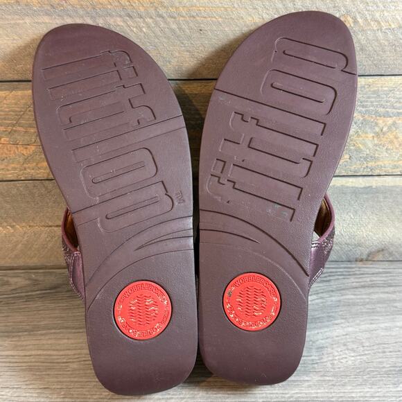 FitFlop Lulu Glitter Toe Post Thong Sandal Size 10 Wobbleboard Wedge Slip On - Picture 13 of 16